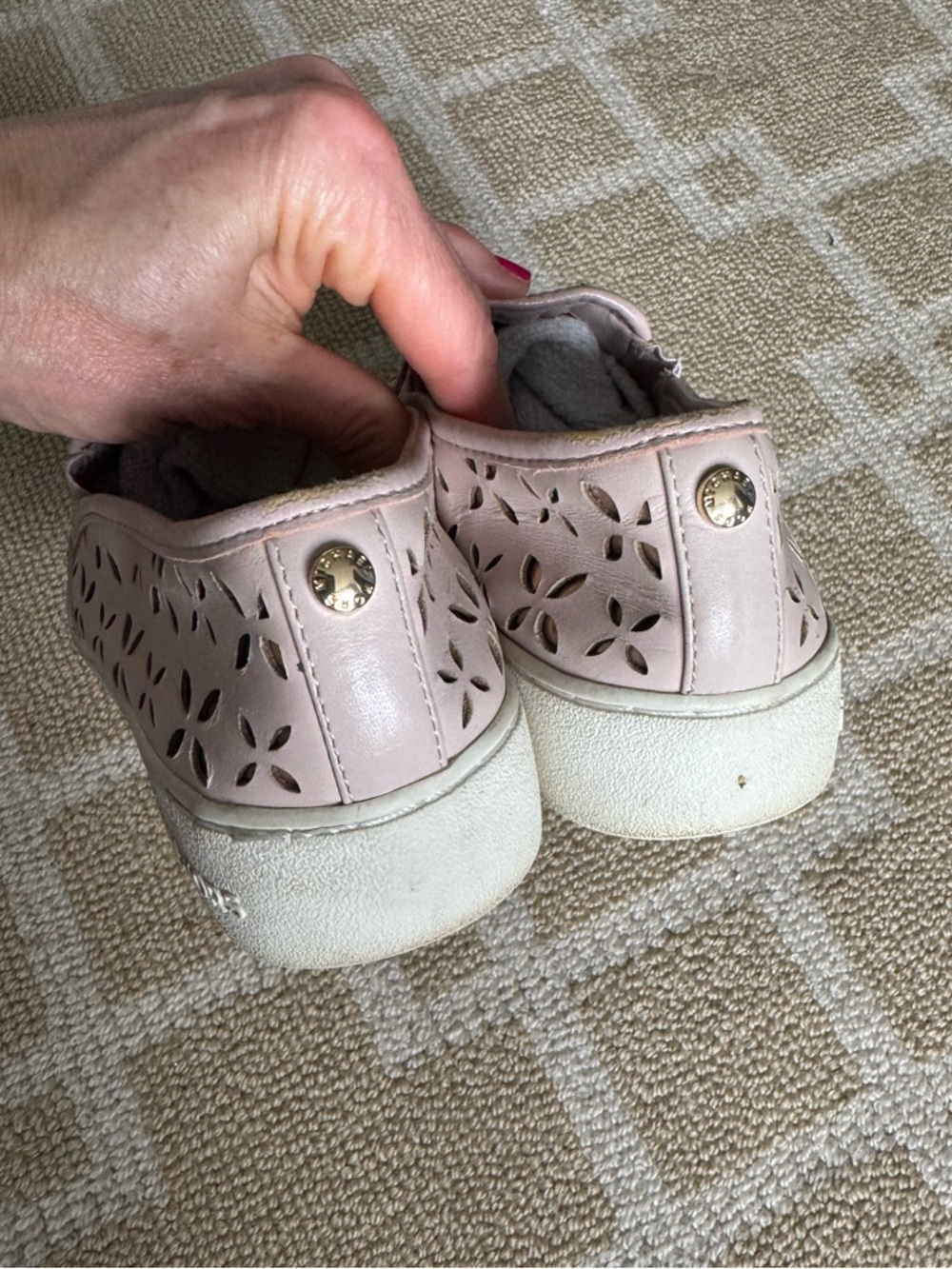 Michael Kors Keaton Slip On Sneakers Perforated Blush Pink Leather Size 5 - Picture 12 of 14